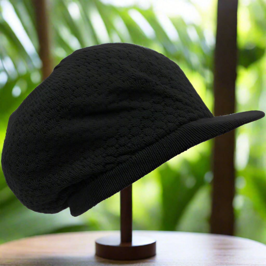 Rasta Dreadlocks Cap Tam Hat with Brim (Black)