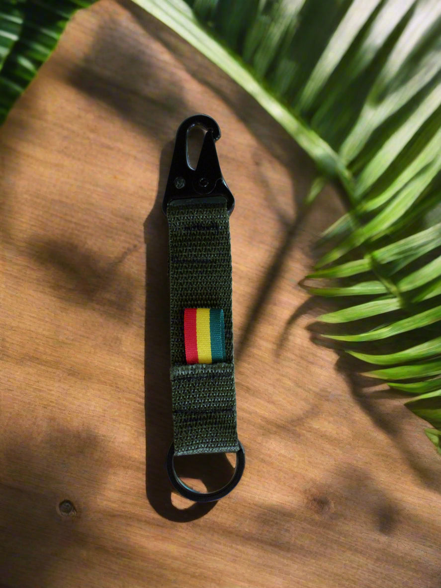 Rasta Tactical Keychain (Army Green with Red/Gold/Green)