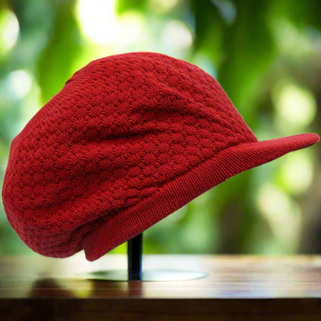 Rasta Dreadlocks Cap Tam Hat with Brim (Red)