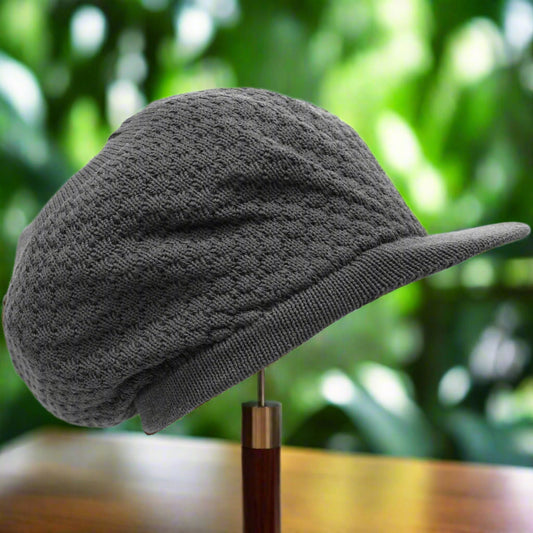 Rasta Dreadlocks Cap Tam Hat with Brim (Gray)
