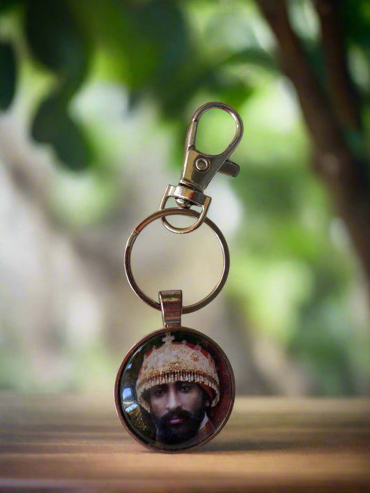 Rastafarian 3D Round Bezel Keychain of The Empire of Ethiopia, Haile Selassie I