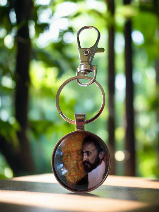 Rastafarian 3D Round Bezel Keychain of His Imperial Majesty of Ethiopia
