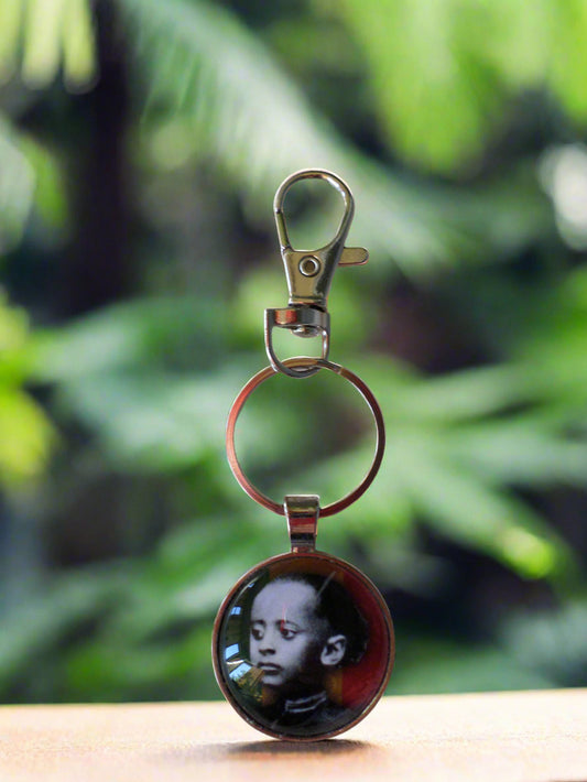 Rastafarian 3D Round Bezel Keychain of Ras Tafari Makonnen
