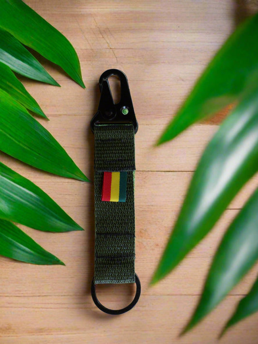Rasta Tactical Keychain (Army Green with Red/Gold/Green)